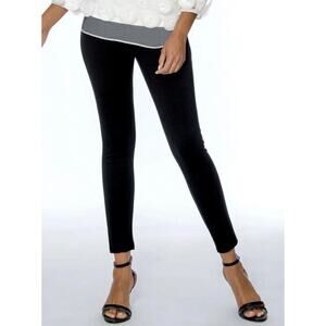 ASHRO Zipper Detail Black Ponte Stretchy Skinny Ankle Pant Office Casual Legging